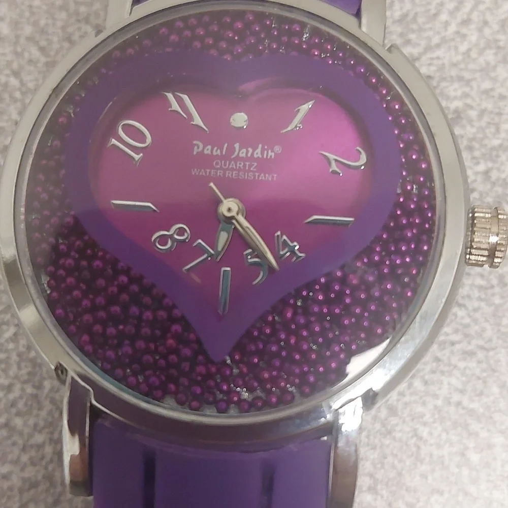 Paul Jardin Purple Stainless Steel Water Resistant Analog Silicone Watch